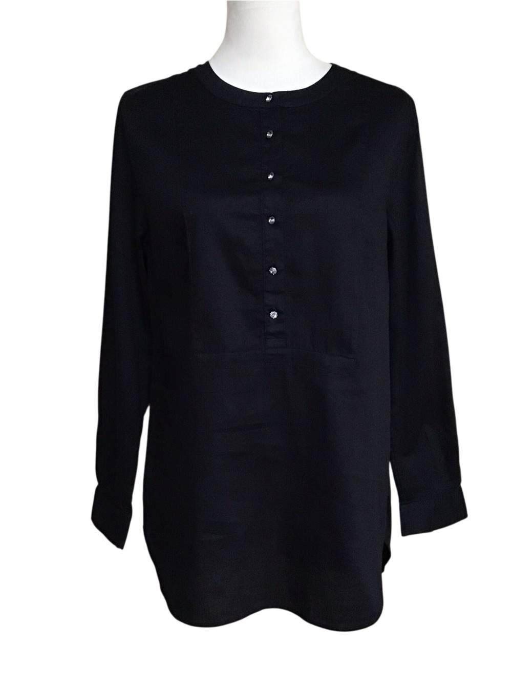Talbots Cotton Long Sleeve Popover Tunic in Black